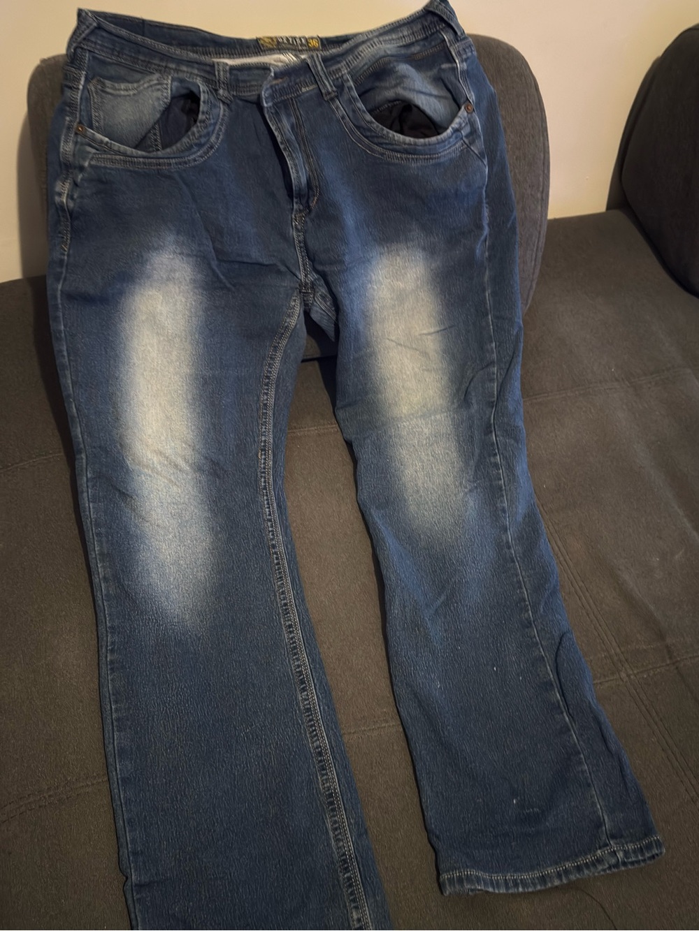 Relaxed Fit Men's Dark Blue Washed Jeans